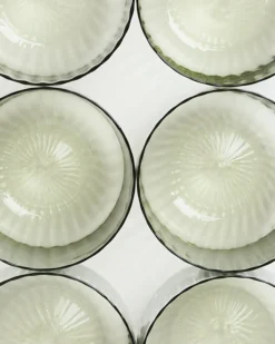 Joia - Set of 6 glass riffled emerald
