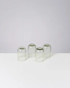 Joia - Set of 4 glass riffled emerald