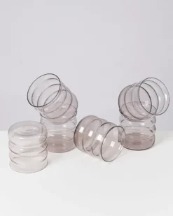 Joia - Set of 6 glass small bubble amethyst