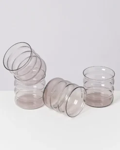 Joia - Set of 4 glass small bubble amethyst