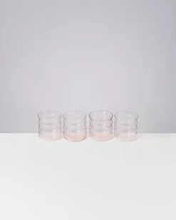 Joia - Set of 4 glass small bubble pink opal
