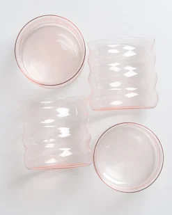 Joia - Set of 4 glass small bubble pink opal