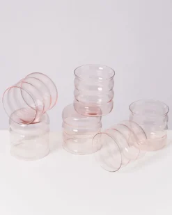 Joia - Set of 6 glass small bubble pink opal