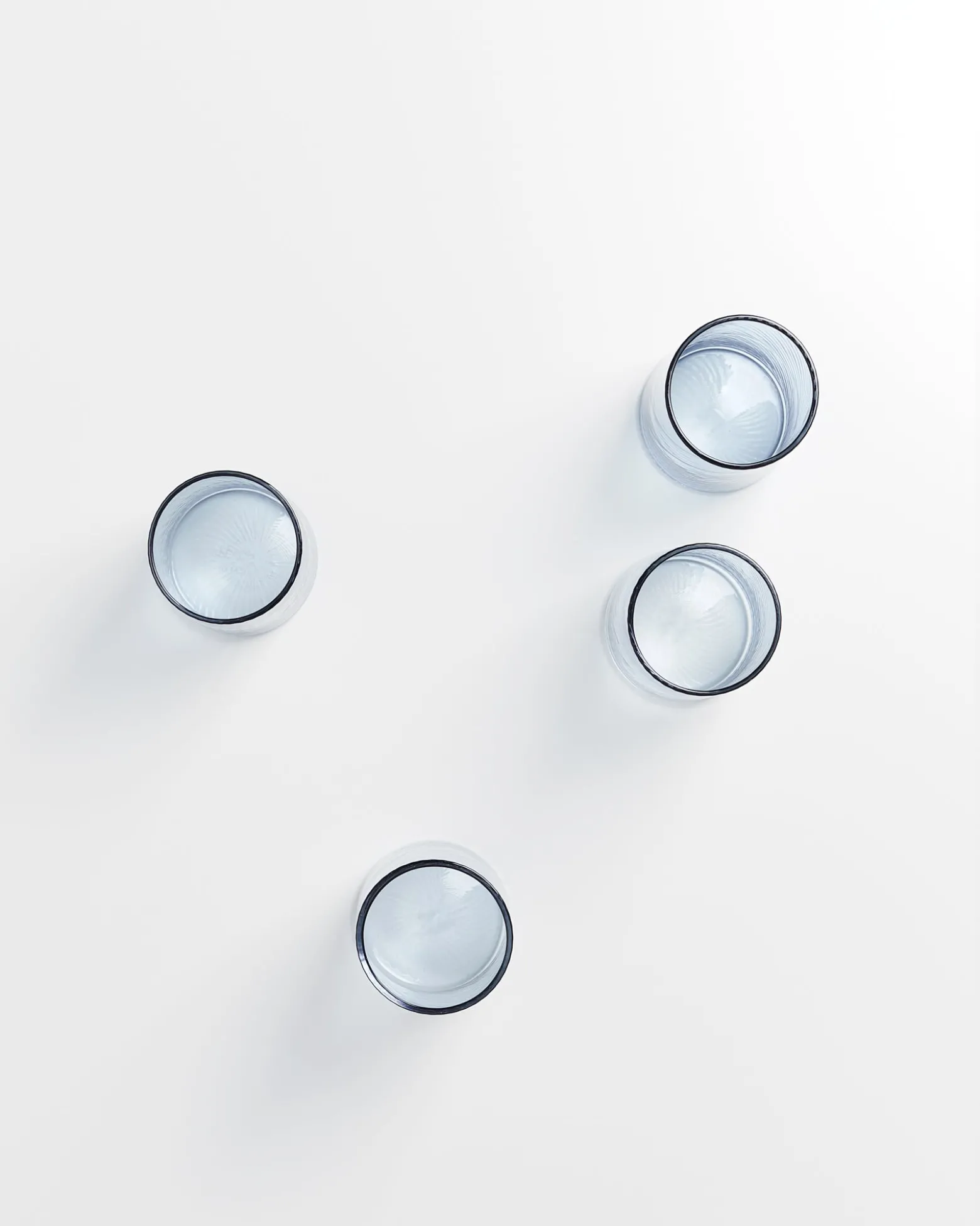 Leiria Glas klein riffled blau 4er-Set
