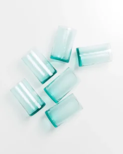 Leiria Glas klein riffled grün 6er-Set