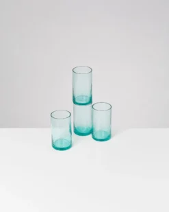 Leiria Glas klein riffled grün 4er-Set