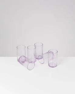 Leiria Glas klein riffled lila 6er-Set