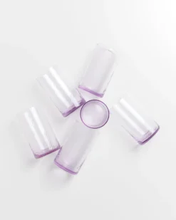 Leiria - Set of 6 glass riffled purple