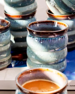 Madeira - Set of 4 cups large bubble green-blue