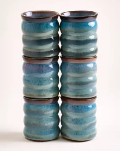 Madeira - Set of 6 cups large bubble green-blue