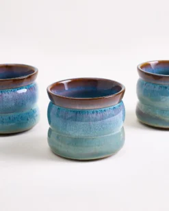 Madeira - Set of 6 cups small bubble green-blue