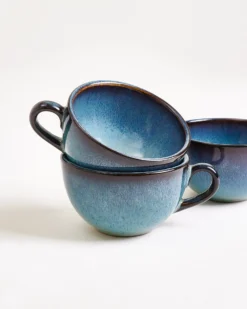 Madeira - Small cappuccino cup & saucer classic green-blue Set of 4