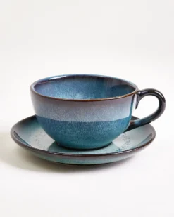 Madeira Teetasse & Untertasse groß classic grünblau 4er-Set