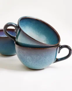 Madeira Teetasse & Untertasse groß classic grünblau 4er-Set