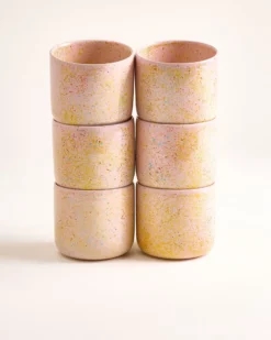 Nódoa Becher groß gesprenkelt rosa 6er-Set
