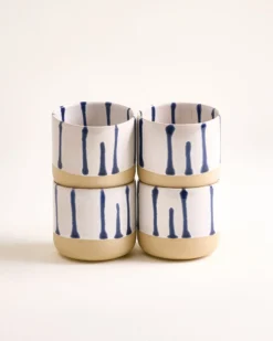 Nódoa Becher groß gestreift weiß blau 4er-Set