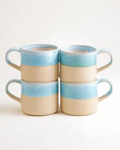 Nódoa - Large mug dipped light blue Set of 4