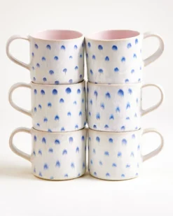 Nódoa - Large mug dotted pink blue Set of 6