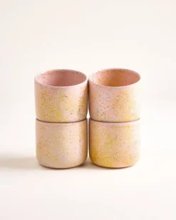 Nódoa - Set of 4 Cups large pink speckled