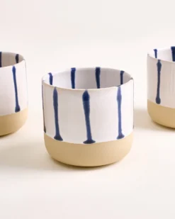 Nódoa - Set of 6 Cups large white blue