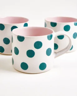 Nódoa Tasse groß gepunktet rosa grün 6er-Set