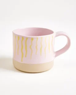 Nódoa Tasse groß gestreift rosa gelb