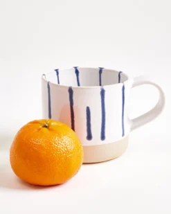 Nódoa Tasse groß gestreift weiß blau 4er-Set