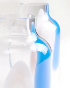 Nuno glass vase M - white blue drops