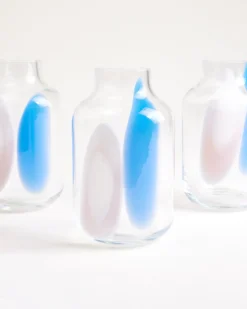 Nuno glass vase M - white blue drops