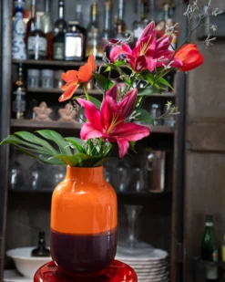 Nuno vase L - orange darklilac