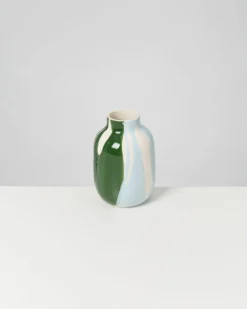 Nuno vase M - dark green light blue drip
