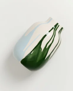 Nuno vase M - dark green light blue drip