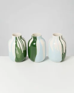 Nuno vase M - dark green light blue drip