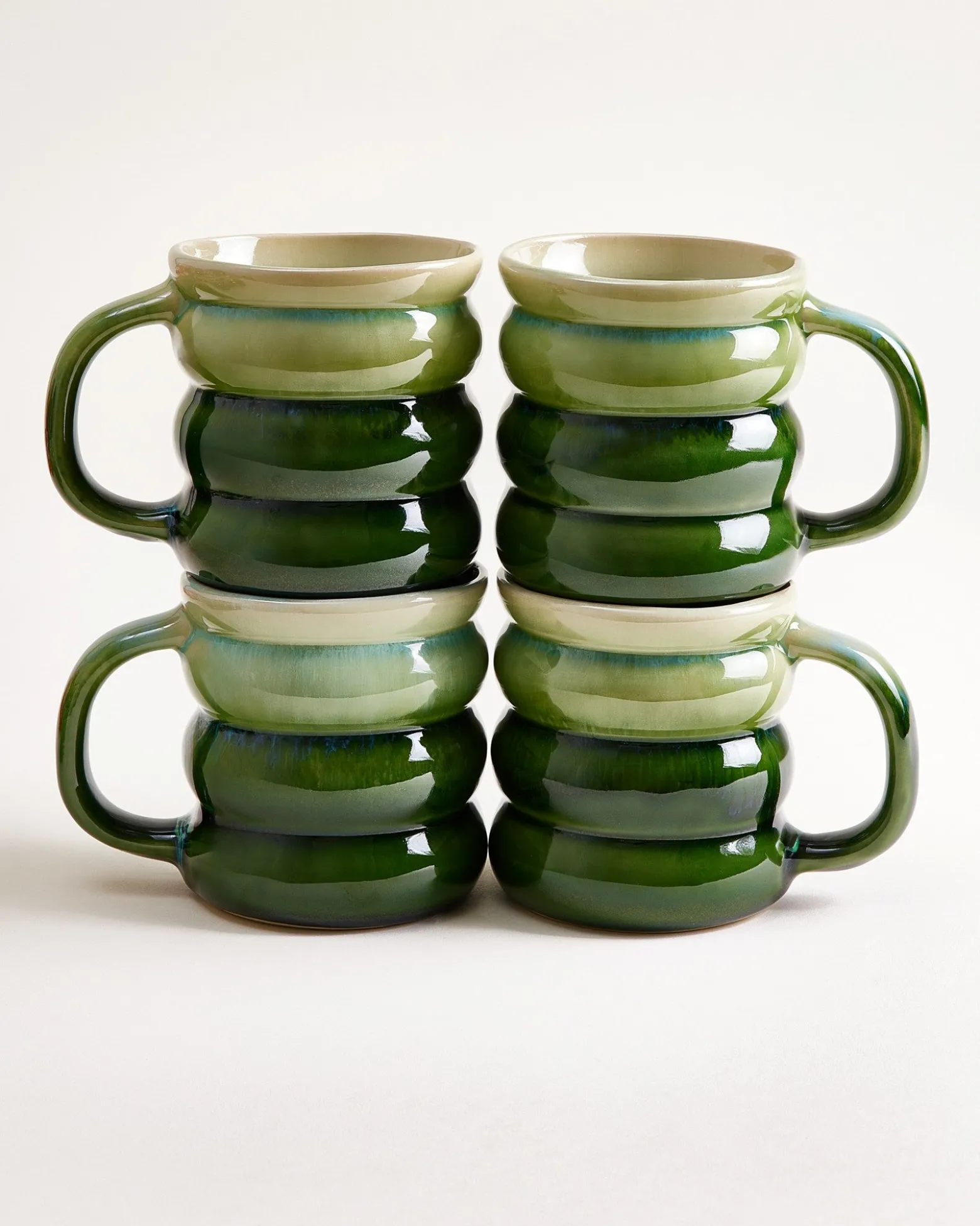 Ombra - Large mug Bubble green dark green Set of 4