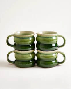 Ombra - Small mug Bubble green dark green Set of 4