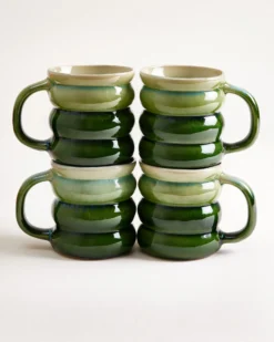 Ombra Tasse groß bubble grün dunkelgrün 4er-Set