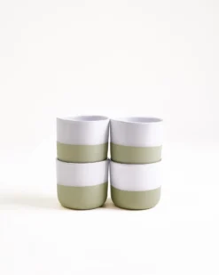 Seda Becher klein salbeigrün weiß 4er-Set