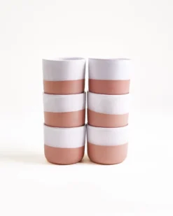Seda - Set of 6 cups small pink white
