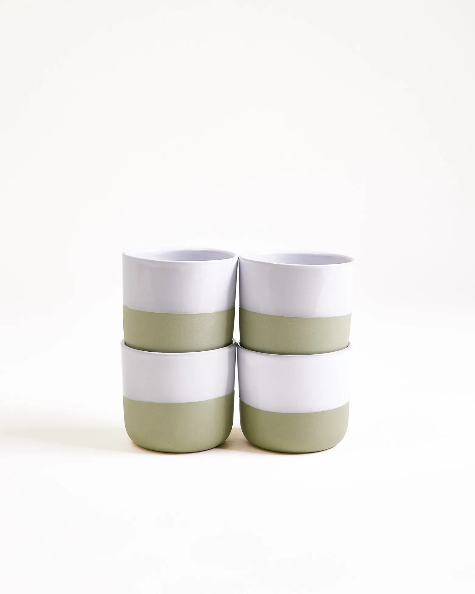 Seda - Set of 4 cups small sage green white