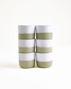 Seda - Set of 6 cups small sage green white