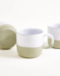Seda - Set of 4 Mugs small sage green white