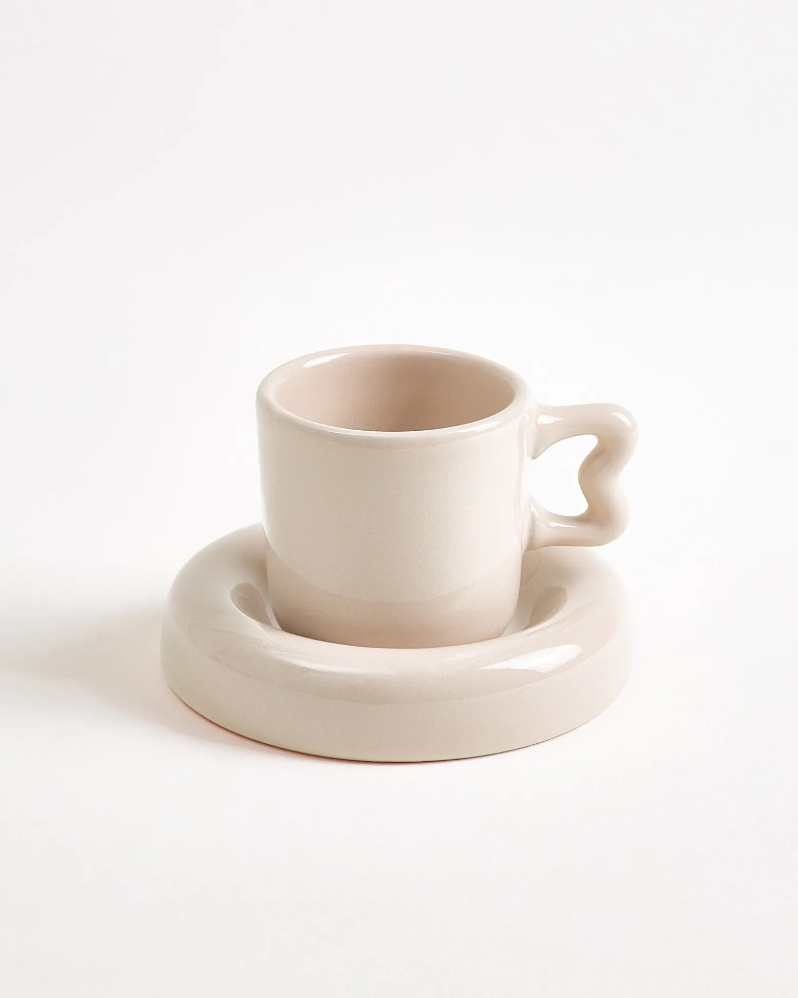 Seia - Espresso mug & Espresso saucer Heart sand