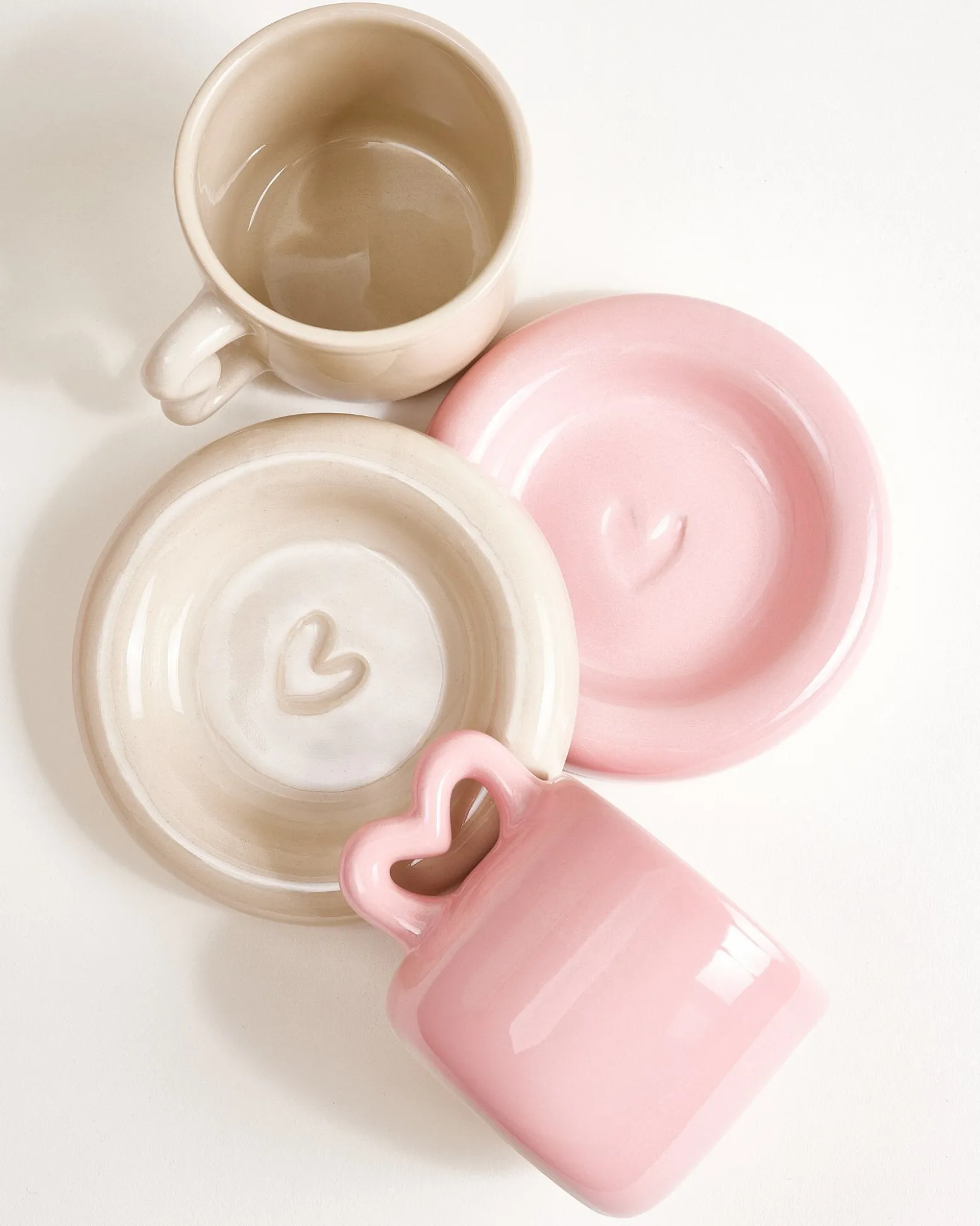 Seia Mug & Saucer Heart Pink Sand