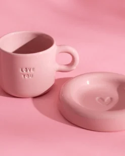 Seia Mug & Saucer Love Pink