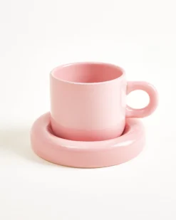 Seia mug & saucer pink