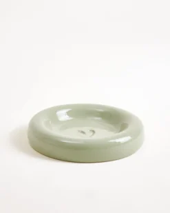 Seia mug with heart & saucer sage green