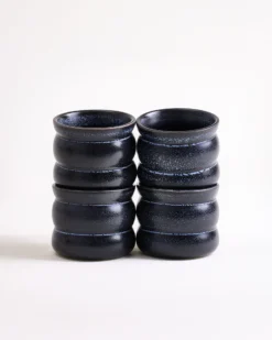 Turmalina - Set of 4 cups small bubble black